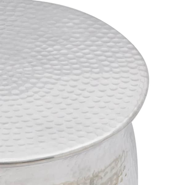 vidaXL taburet/sidebord hamret aluminium sølvfarvet