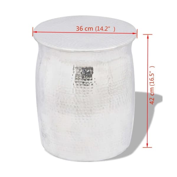 vidaXL taburet/sidebord hamret aluminium sølvfarvet