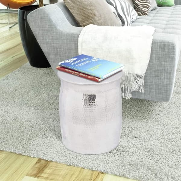 vidaXL taburet/sidebord hamret aluminium sølvfarvet