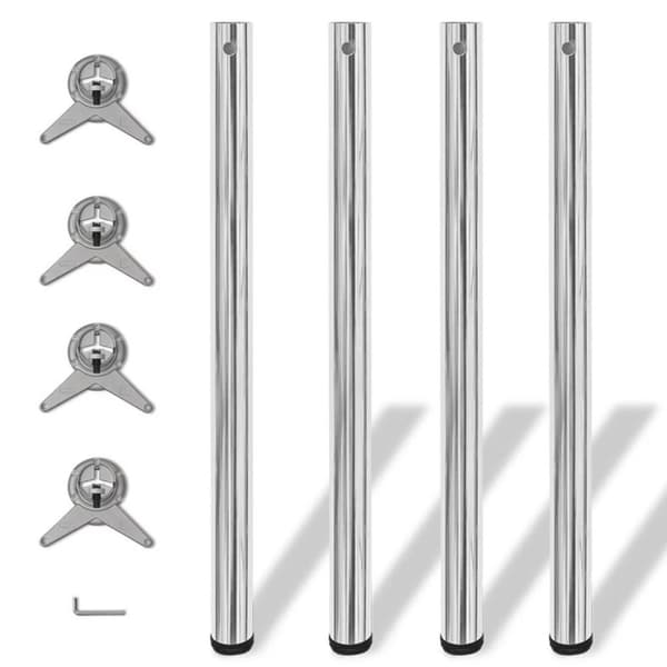 vidaXL 4 Höjdjusterbara bordsben i krom 870 mm