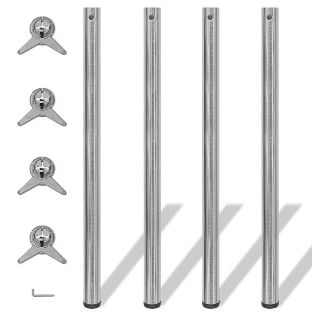 vidaXL 242138 4 Height Adjustable Table Legs Brushed Nickel 1100 mm