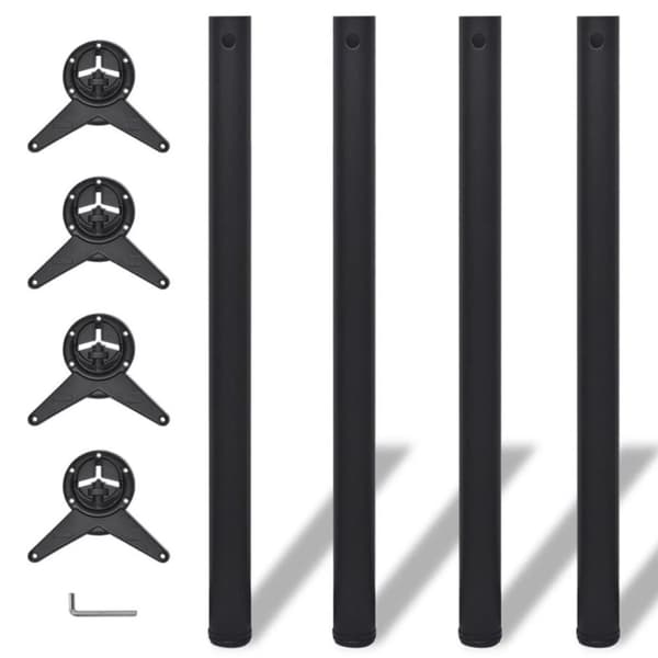 vidaXL 4 justerbare Bordben Sort 870 mm