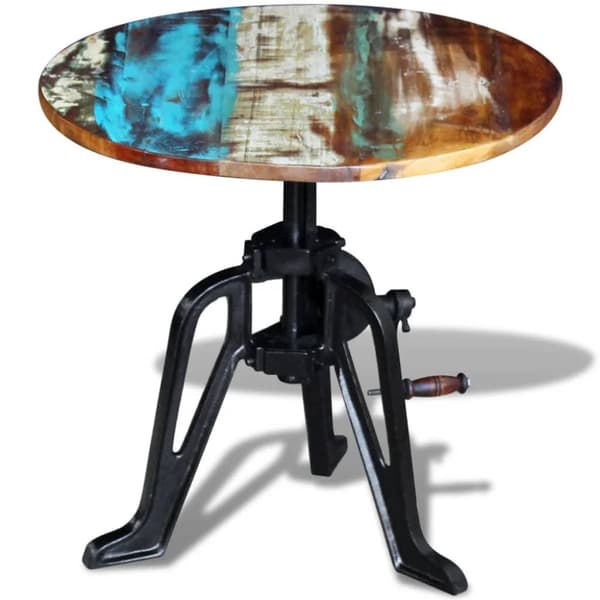 vidaXL sidebord 60x(42-63) cm massivt genbrugstræ støbejern
