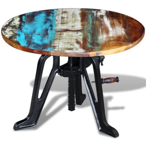 vidaXL sidebord 60x(42-63) cm massivt genbrugstræ støbejern