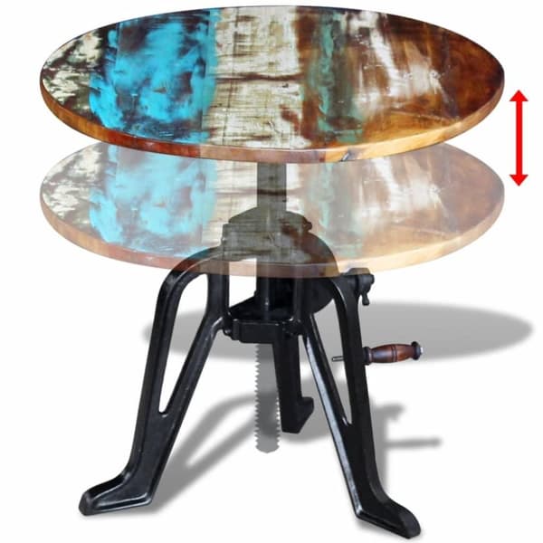 vidaXL sidebord 60x(42-63) cm massivt genbrugstræ støbejern