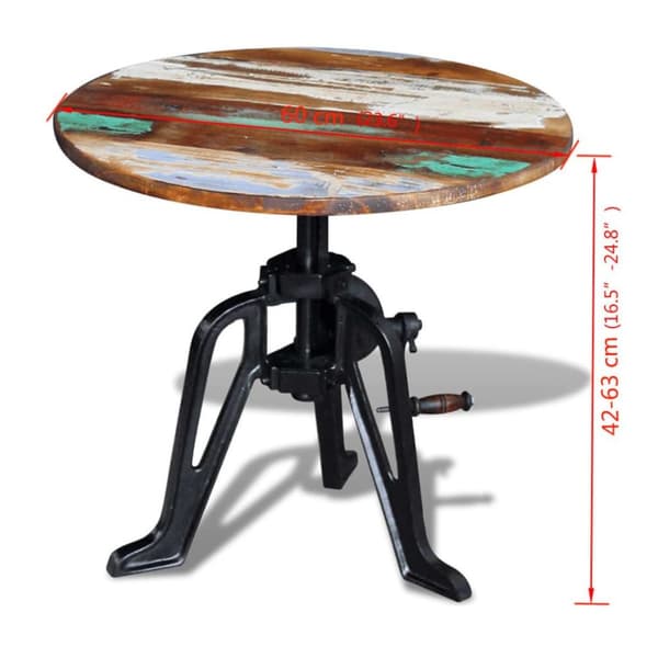 vidaXL sidebord 60x(42-63) cm massivt genbrugstræ støbejern