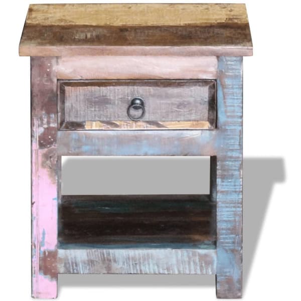 vidaXL Sidebord med 1 skuff gjenvunnet heltre 43x33x51 cm