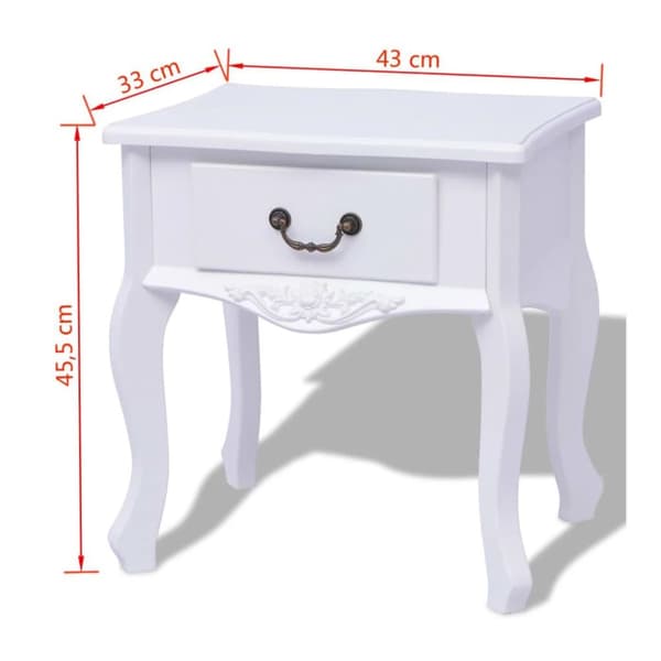 vidaXL Nattduksbord MDF vit