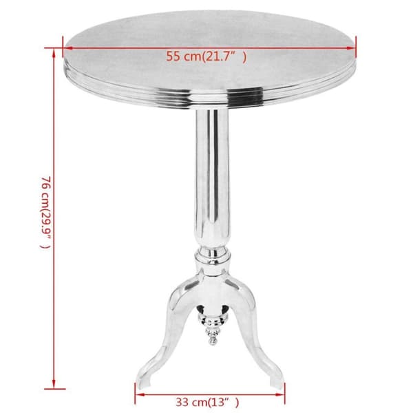 vidaXL rundt sidebord i aluminium sølv