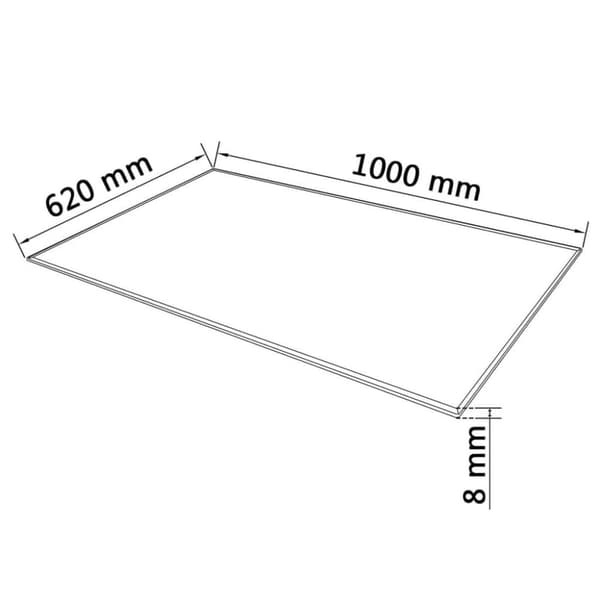 vidaXL Bordsskiva härdat glas rektangulär 1000x620 mm