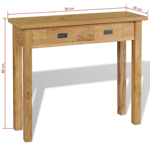 vidaXL konsolbord 90x30x80 cm massivt teaktræ