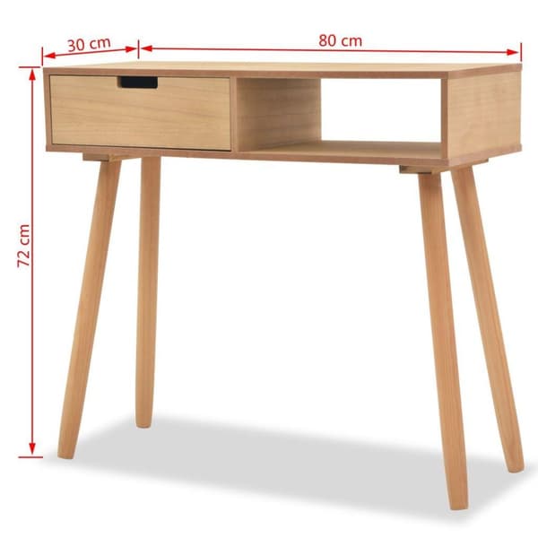vidaXL konsolbord massivt fyrretræ 80 x 30 x 72 cm brun