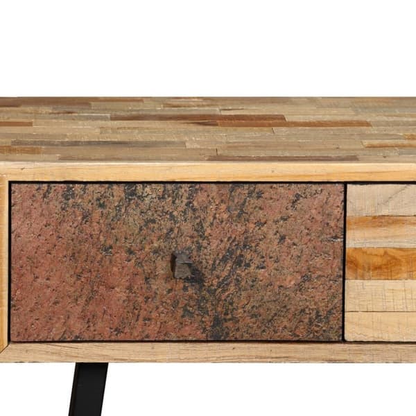 vidaXL aflastningsbord massivt genbrugsteak 120 x 30 x 76 cm