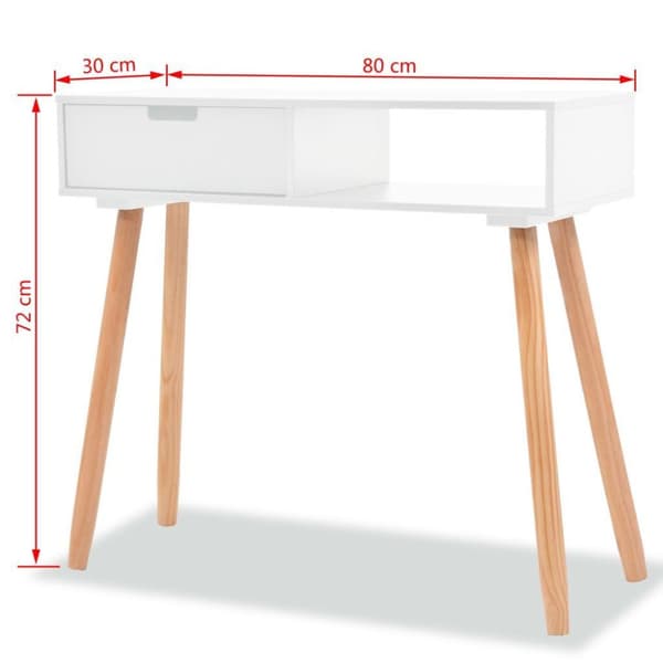 vidaXL Konsolbord massiv furu 80x30x72 cm vit