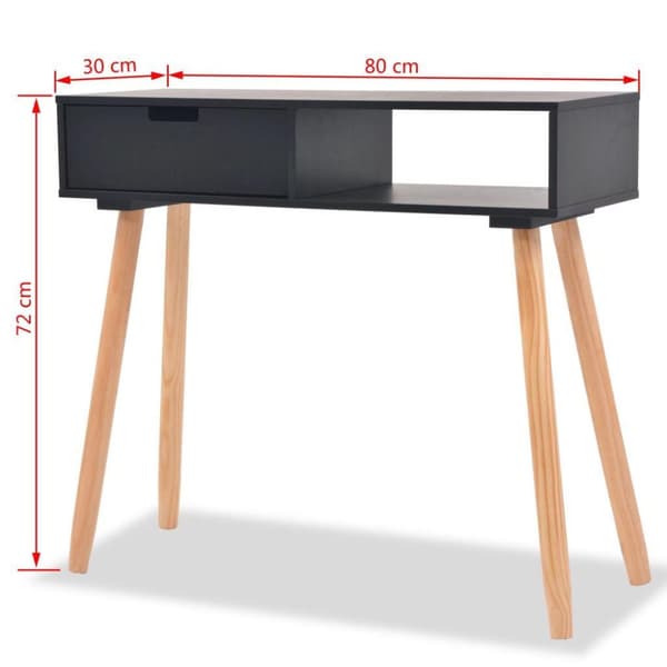 vidaXL Konsolbord massiv furu 80x30x72 cm svart