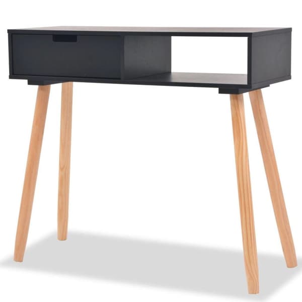 vidaXL Konsolbord massiv furu 80x30x72 cm svart