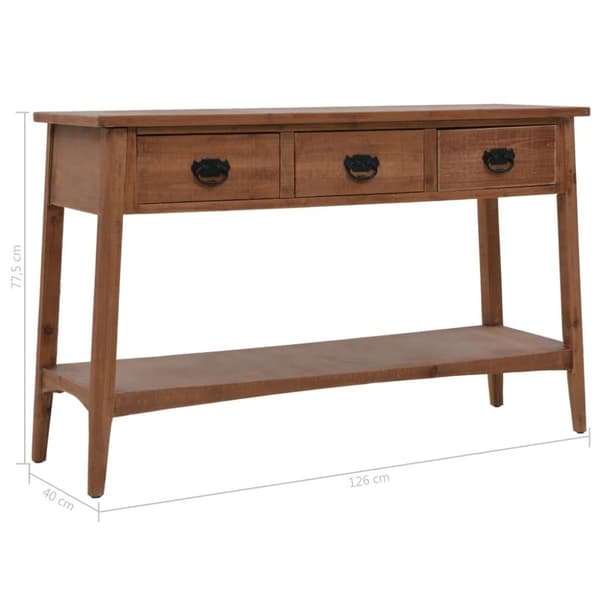 vidaXL konsolbord i massivt grantræ 126 x 40 x 77,5 cm brun