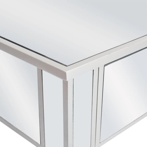 vidaXL konsolbord med spejl MDF og glas 106,5 x 38 x 76,5 cm