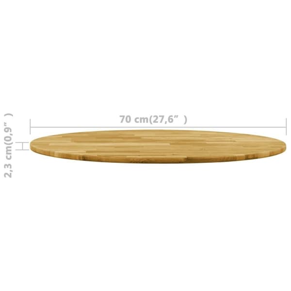 vidaXL Pöytälevy kiinteä tammipuu pyöreä 23 mm 700 mm