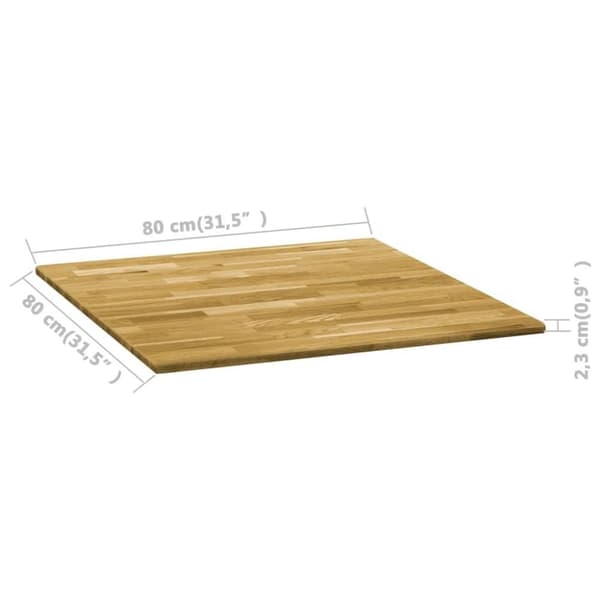 vidaXL Pöytälevy kiinteä tammipuu neliö 23 mm 80x80 cm