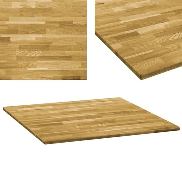 vidaXL Pöytälevy kiinteä tammipuu neliö 23 mm 80x80 cm
