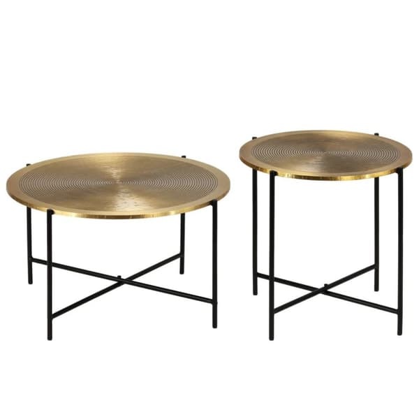 vidaXL Bordsett 2 deler messing-dekket MDF