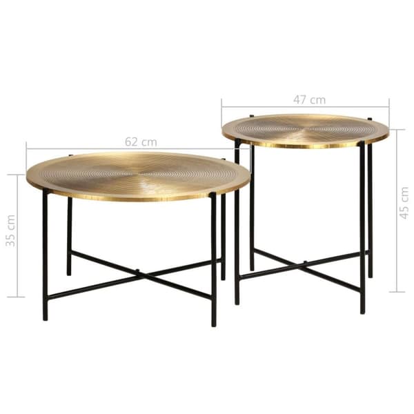vidaXL Bordsett 2 deler messing-dekket MDF