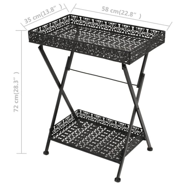 vidaXL Foldbart tebord gammeldags stil metall 58x35x72 cm svart