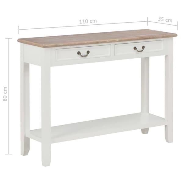 vidaXL Avlastningsbord vit 110x35x80 cm trä