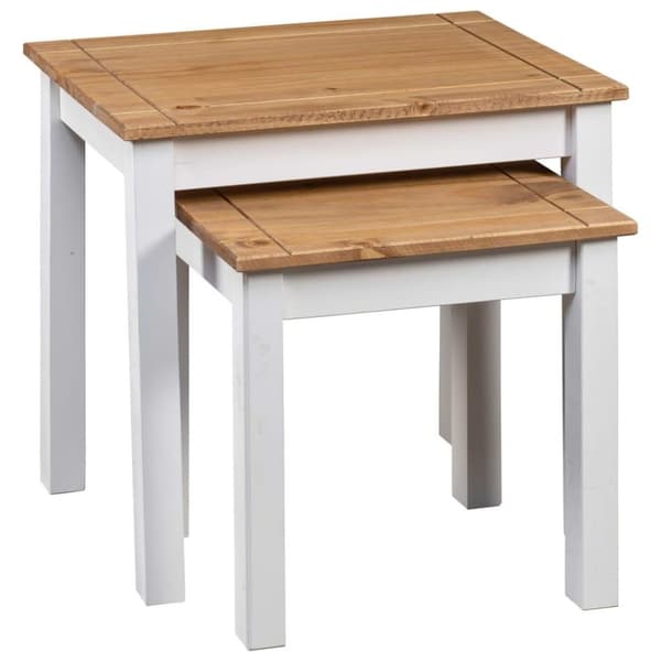 vidaXL Stablebord 2 stk hvit heltre furu Panama Range