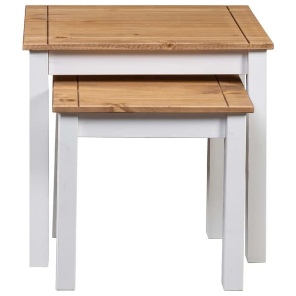 vidaXL Stablebord 2 stk hvit heltre furu Panama Range