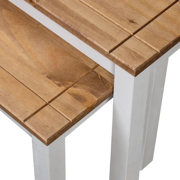vidaXL Stablebord 2 stk hvit heltre furu Panama Range