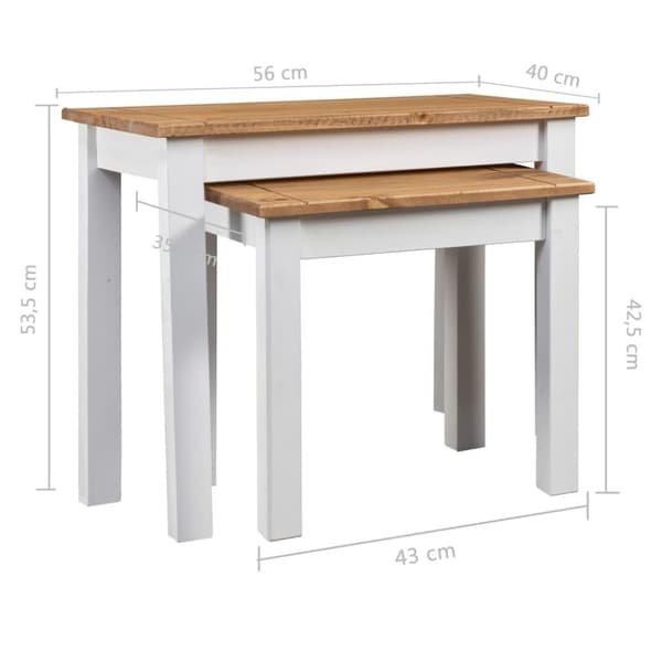 vidaXL Stablebord 2 stk hvit heltre furu Panama Range