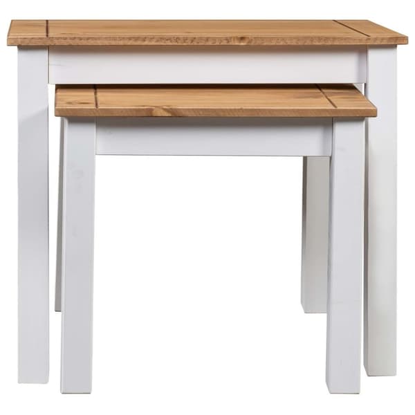 vidaXL Stablebord 2 stk hvit heltre furu Panama Range