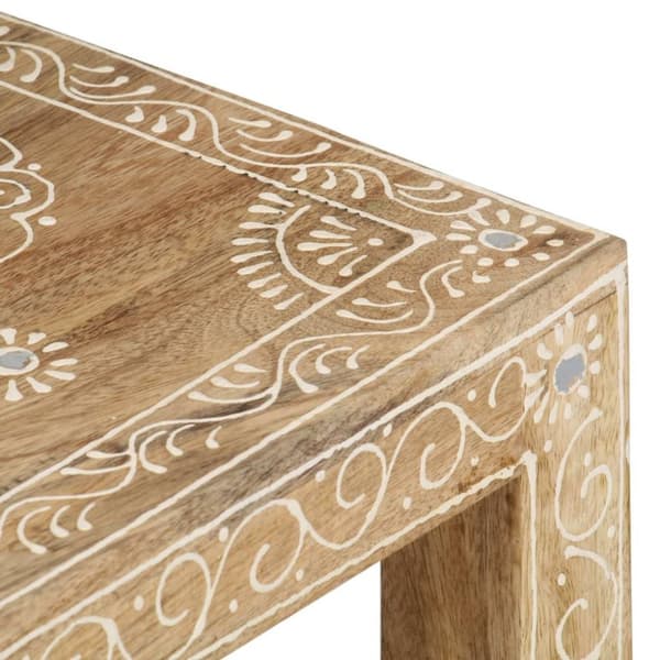 vidaXL Håndmalt sidebordsett 2 stk heltre mango
