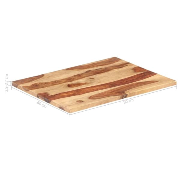 vidaXL Bordsskiva i massivt sheshamträ 25-27 mm 60x80 cm