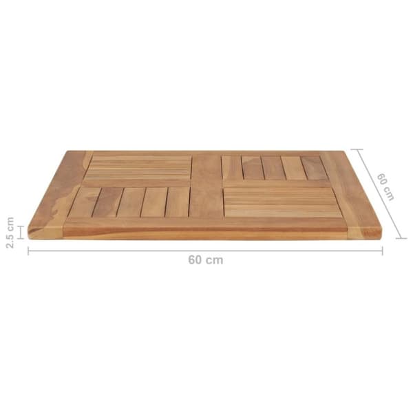 vidaXL Bordplate heltre teak 60x60x2,5 cm