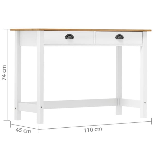 vidaXL konsolbord Hill med 2 skuffer 110x45x74 cm massivt fyrretræ