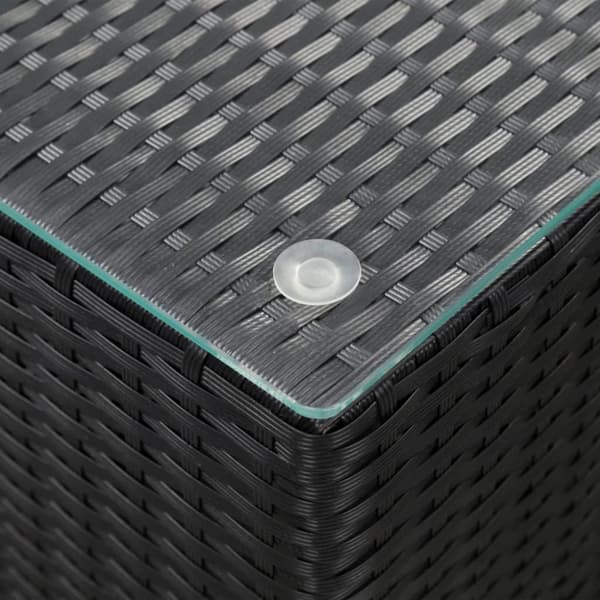 vidaXL Sidebord 3 stk med glass topp svart polyrotting