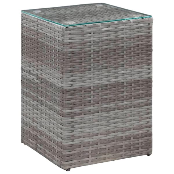 vidaXL sideborde med glastop 3 stk. polyrattan grå