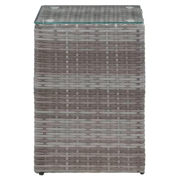 vidaXL sideborde med glastop 3 stk. polyrattan grå
