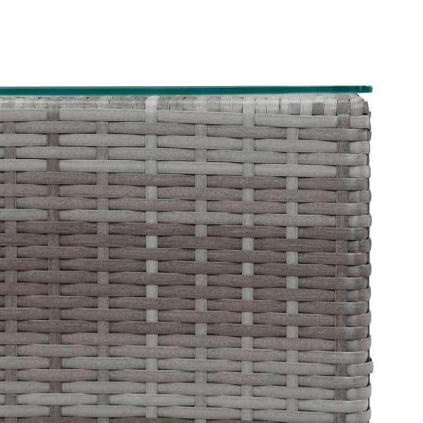 vidaXL sideborde med glastop 3 stk. polyrattan grå