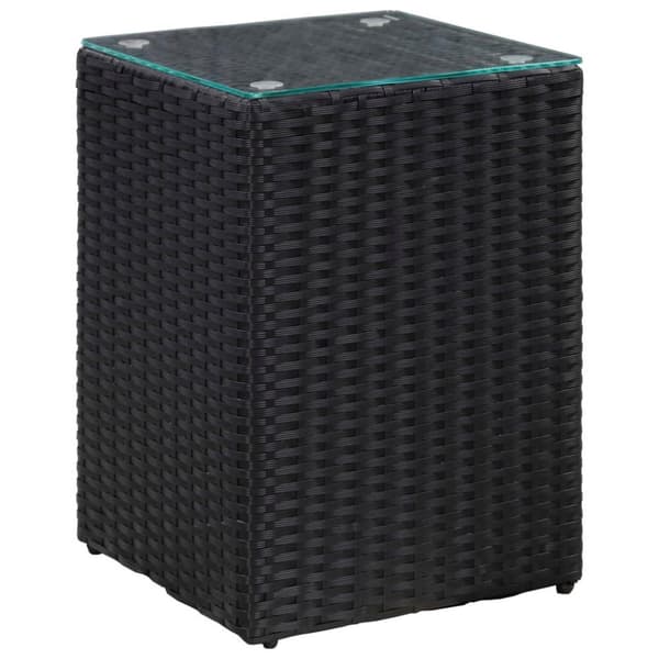 vidaXL sideborde med glastop 3 stk. polyrattan sort