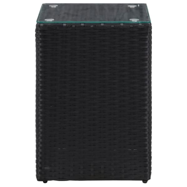 vidaXL sideborde med glastop 3 stk. polyrattan sort