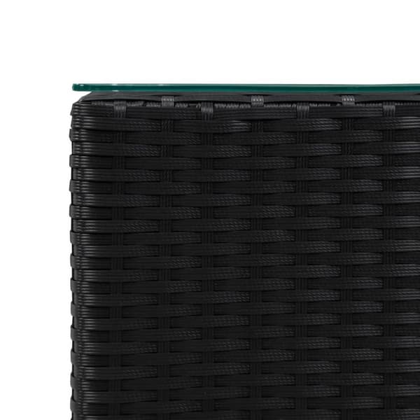 vidaXL sideborde med glastop 3 stk. polyrattan sort
