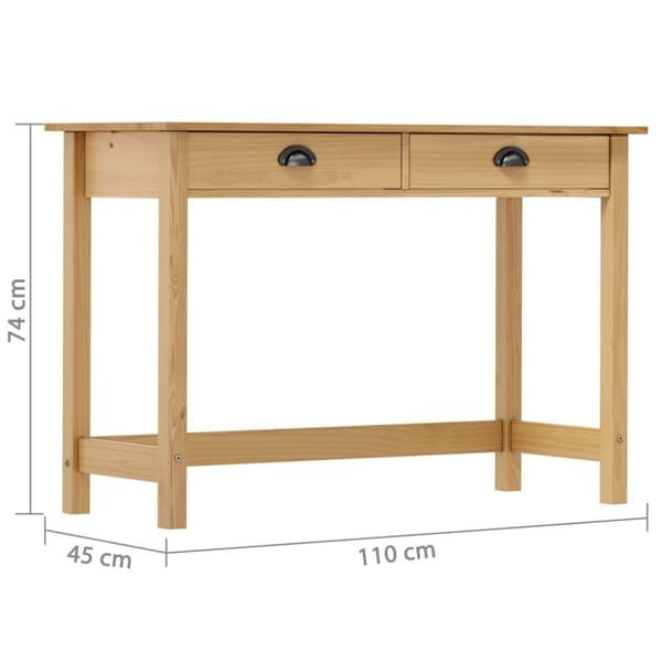 vidaXL Konsollbord Hill med 2 skuffer 110x45x74 cm heltre furu