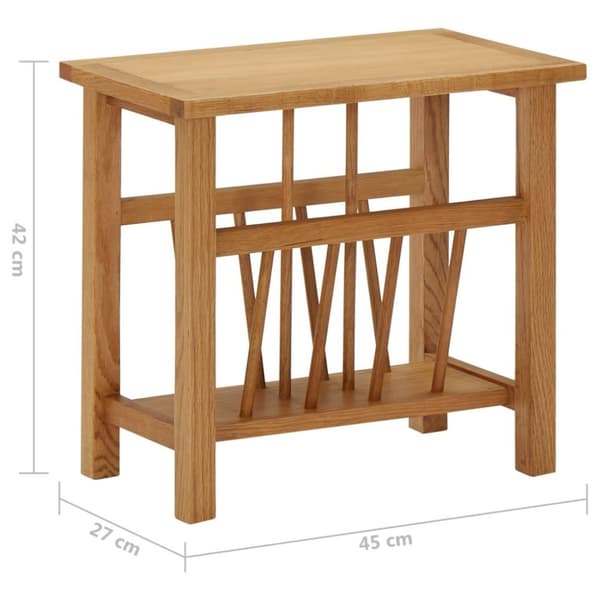 vidaXL magasinstativ 45x27x42 cm massivt egetræ