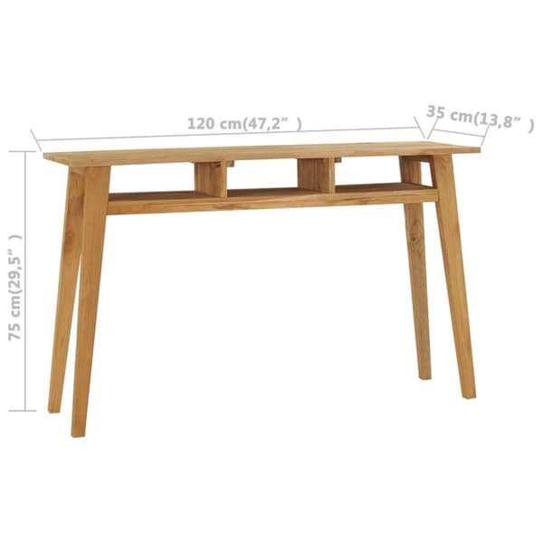 vidaXL Konsollbord 120x35x75 cm heltre teak