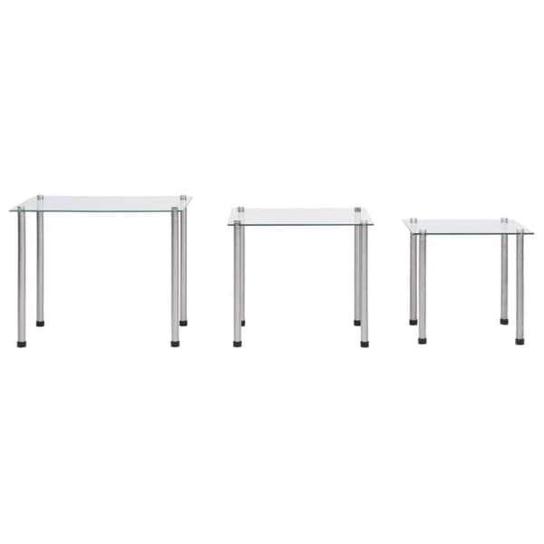 vidaXL Stablebord 3 stk gjennomsiktig herdet glass