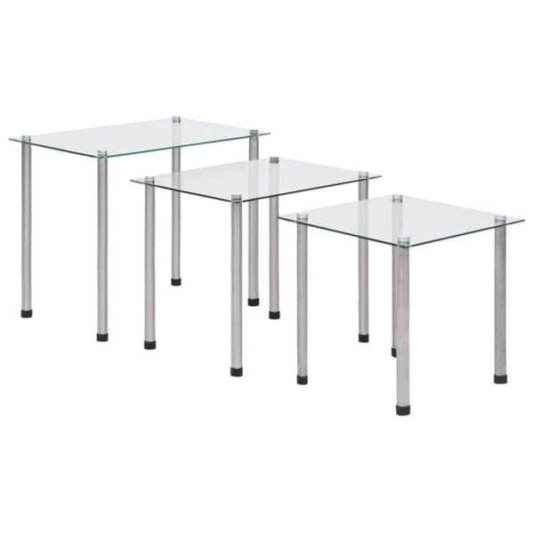 vidaXL Stablebord 3 stk gjennomsiktig herdet glass